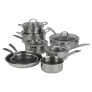 URBNCHEF 28cm Diameter 8Pcs Non Stick Stainless Steel Induction Frying Pan Saucepan Casserole Set