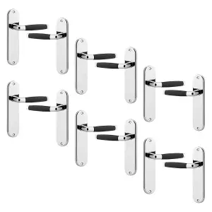 URBNLIVING 184mm Length 12 Pcs Cambridge Metal & Polished Nickel Lever Latch Door Plain Handles Set