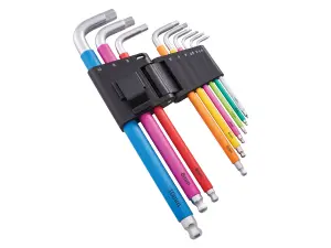 Faithfull 1.5 - 10mm Allen Key Hex Key Set of 9 Colour Coded Metric Sizes