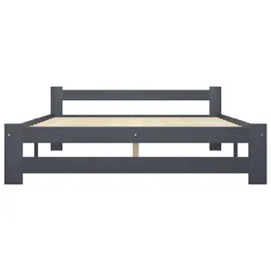 Berkfield Bed Frame Dark Grey Solid Pine Wood 160x200 cm