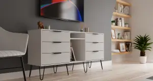 Fuji 6 Drawer Sideboard in Grey Matt & White (Ready Assembled)