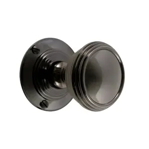 Black Iridium effect Brass Round Door knob (Dia)55.66mm, Pair