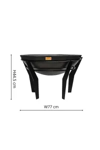 Outdoor Metal Kendal Fire Pit on Stand in Black H44.5Cm W77Cm