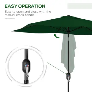 Outsunny 2 x 3(m) Garden Parasol Rectangular Market Umbrella w/ Crank Green