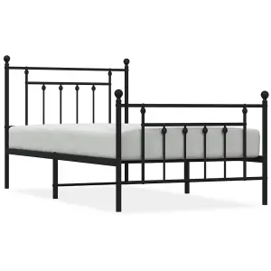 Berkfield Metal Bed Frame with Headboard and Footboard Black 100x190 cm