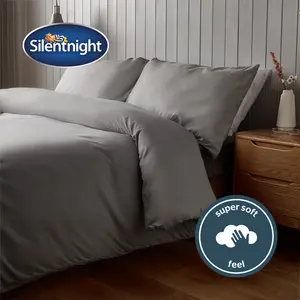 Silentnight Supersoft Duvet Set Dove Grey / Super King - 2 Pillowcases (45 x 80 cm)