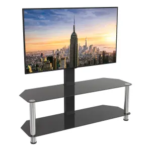 AVF Black Glass 1.14m TV stand with TV Mounting Column