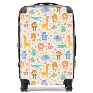 Cute Pastel Jungle Animals Suitcase - Medium