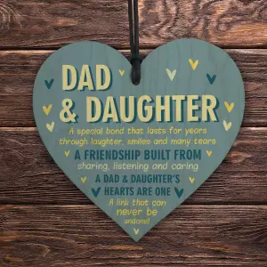 Red Ocean Dad And Daughter Gifts Wood Heart Sign Fathers Day Gift Birthday Gift For Dad From Daughter Keepsake