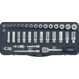 34 PACK Socket Set 3/8" Metric Square Drive - 6 Point LOCK-ON Rounded Heads