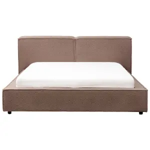 Boucle EU King Size Bed Brown LINARDS