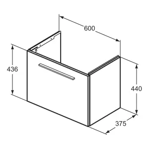 Ideal Standard i.life S Compact Matt Quartz Grey Wall-mounted Bathroom Vanity unit (H) 440mm (W) 600mm