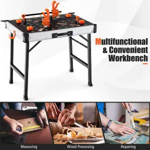 Costway Folding Work Table Portable Workbench Workstation w/ 2 Quick Clamps & 4 Clamp Dogs