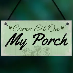 Red Ocean Garden Sign Come Sit Shabby Chic Hanging Wall Signs Garden Shed Plaques Friend Gifts