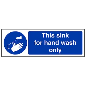 Sink For Hand Wash Only Catering Sign - Adhesive Vinyl 300x100mm (x3)