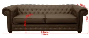 Venus Chesterfield Style Sofa 3 Seater 2 Seater Brown Faux Leather