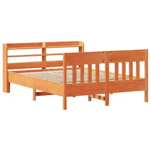 Berkfield Bed Frame without Mattress Wax Brown 150x200 cm King Size Solid Wood Pine