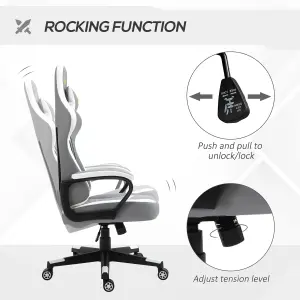 Vinsetto Racing Gaming Chair w/ Lumbar Support, Gamer Office Chair, Grey White