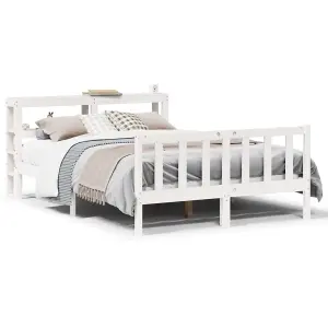 Berkfield Bed Frame without Mattress White 150x200 cm King Size Solid Wood Pine