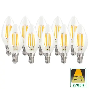 Harper Living 4.5 Watts E14 LED Bulb Clear Candle Warm White Dimmable, Pack of 10