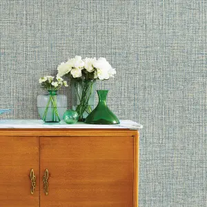 Fine Decor FD24944 Rattan Wallpaper, Blue