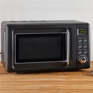 Dunelm Retro 20L 800W Microwave, Matt Black, Mid Century, Metal