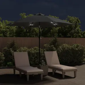 Berkfield Outdoor Parasol with LED Lights and Steel Pole 300cm Anthracite