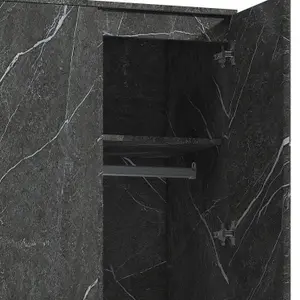 ZITA - 2 Door Plain Wardrobe in Matt Charcoal Grey Marble Effect