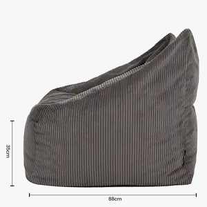 icon Morgan Corduroy Armchair Bean Bag and Pouffe Set Charcoal Grey Giant Bean Bag Chair