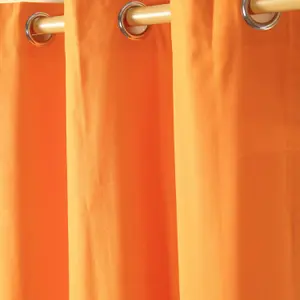 Homescapes Plain Orange Cotton Eyelet Curtains 137 x 182 cm