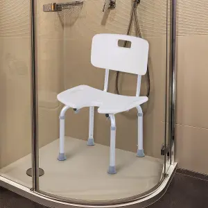 HOMCOM Adjustable Aluminum Shower Bath Stool Spa Chair w/ Non-Slip Feet, Handle