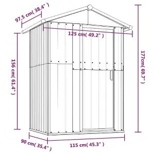 Berkfield Garden Shed Grey 126x97.5x177 cm Galvanised Steel