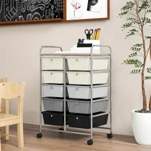 Costway 10 Drawers Storage Trolley Mobile Rolling Utility Cart Home Office Organizer