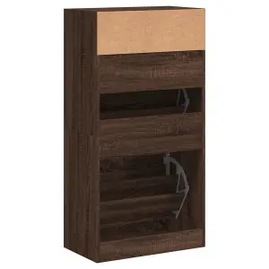 Berkfield Shoe Cabinet Brown Oak 60x34x116 Engineered Wood