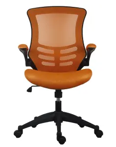 Rainbow Zebra Orange Mesh Office Chair with Black Base and Folding Armrests