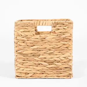 Natural 1 x Storage Cube Folding Rope Organiser Woven Wicker Hamper Strong Box