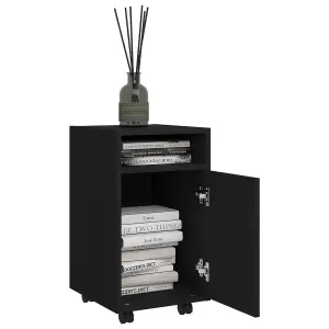 Berkfield Side Cabinet with Wheels Black 33x38x60 cm Engineered Wood