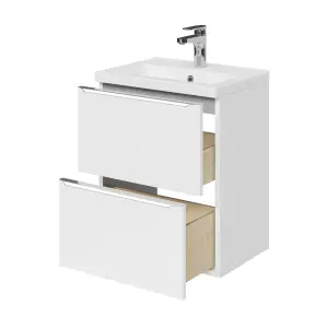 GoodHome Imandra Slimline Gloss White Wall-mounted Bathroom Cabinet (H) 600mm (W) 500mm