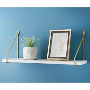 Addre Floating Shelf White/Gold / 20cm H x 80cm W x 15cm D