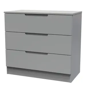 Milan Ready assembled Grey 3 Drawer Chest (H)685mm (W)740mm (D)390mm