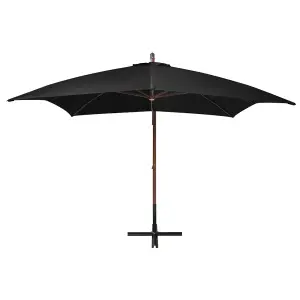 Berkfield Hanging Parasol with Pole Black 3x3 m Solid Fir Wood