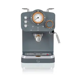 Swan Espresso Machine, 15 Bars of Pressure, Milk Frother, 1.2L Tank, Scandi Style, SK22110GRYN, Nordic Grey