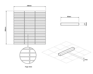 Mosaic sheet in ceramic on net 282mm x 290mm - White Bamboo