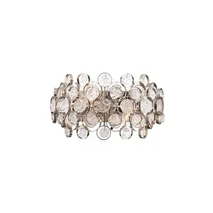 Luminosa Marella Wall Bright Nickel Plate & Clear Glass 2 Light Dimmable IP20 - E14