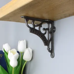 Oakcrafts - Pair of Antique Cast Iron London Paddington Shelf Brackets - 125mm x 125mm