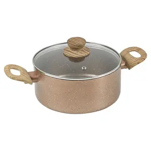 URBN CHEF 24cm Diameter Ceramic Rose Gold Induction Casserole Pot Cookware