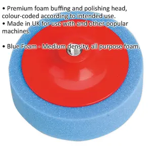 Buffing & Polishing Foam Head - 150 x 50mm - M14 x 2mm Thread - Medium Density