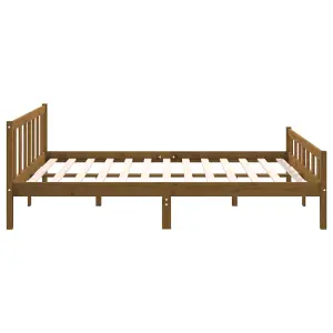 Berkfield Bed Frame Honey Brown Solid Wood 140x200 cm