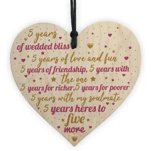 Red Ocean 5th Wedding Anniversary 5 Year Wood Gift Handmade Wooden Hanging Heart Chic Sign First Wedding Gifts For Her