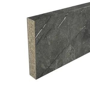 GoodHome Nepeta Matt Grey Marble effect Paper & resin Upstand (L)3000mm